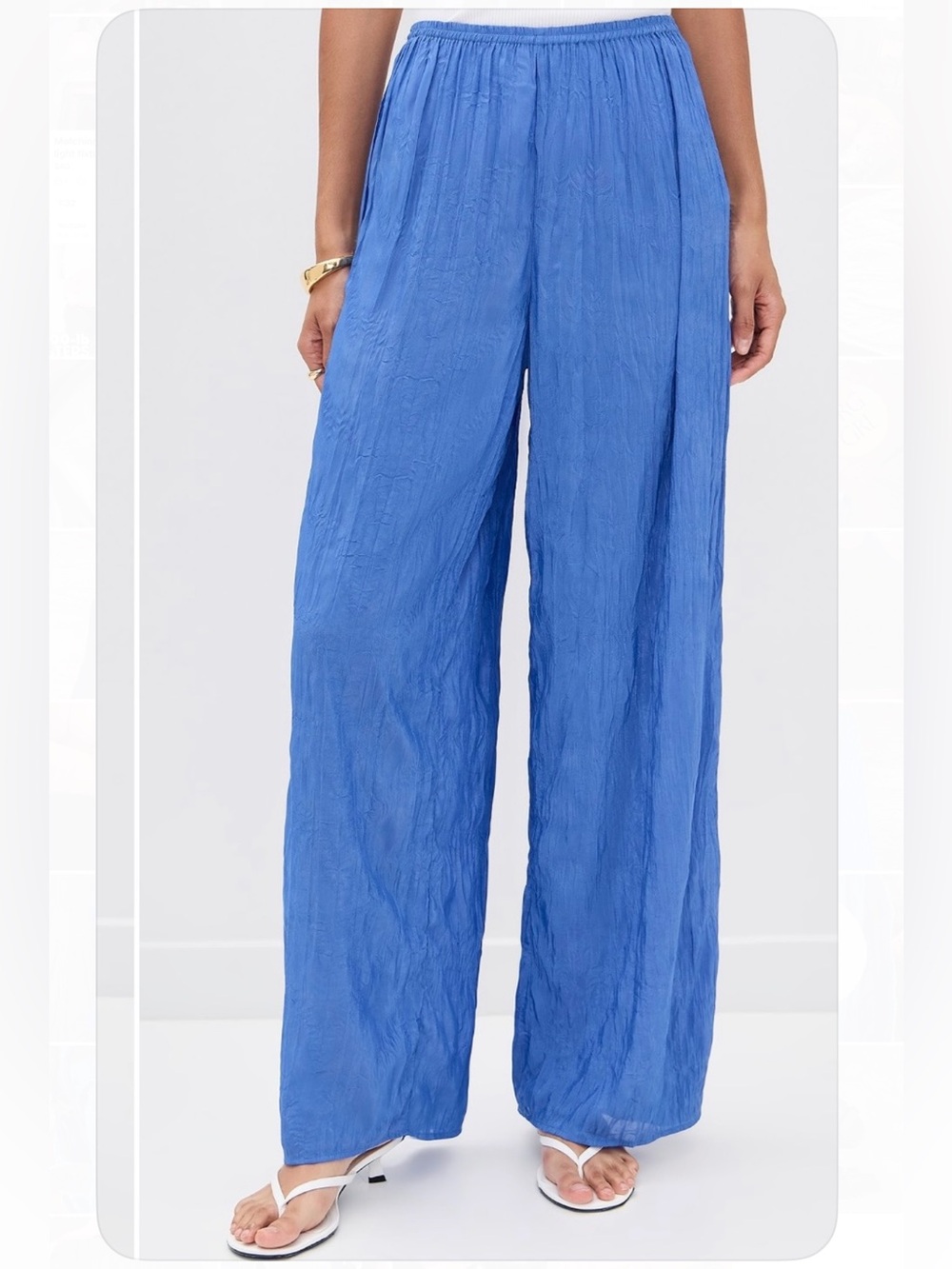 NWT VRG GRL 16 XL Raya High Waisted Wide Leg Crinkled Chiffon Blue Pants Preppy